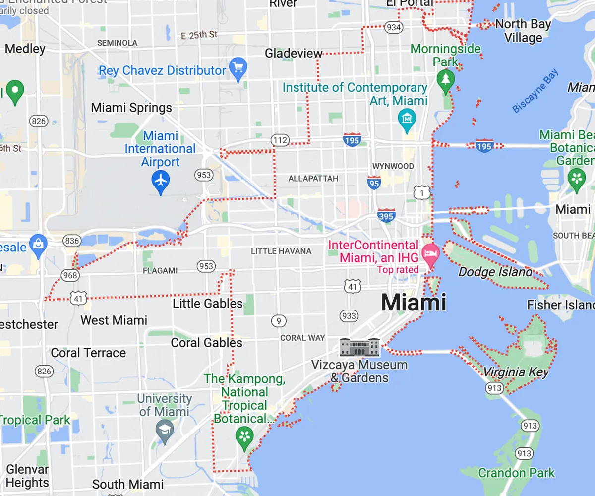 Miami map reference for packaging research