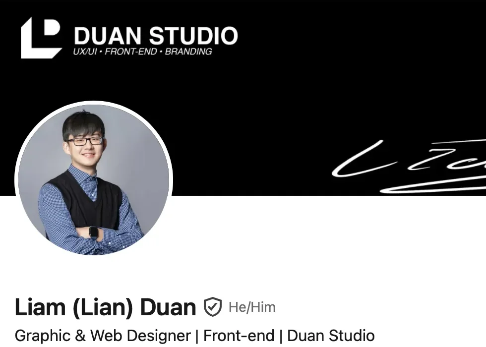 Duan Studio LinkedIn banner and profile branding